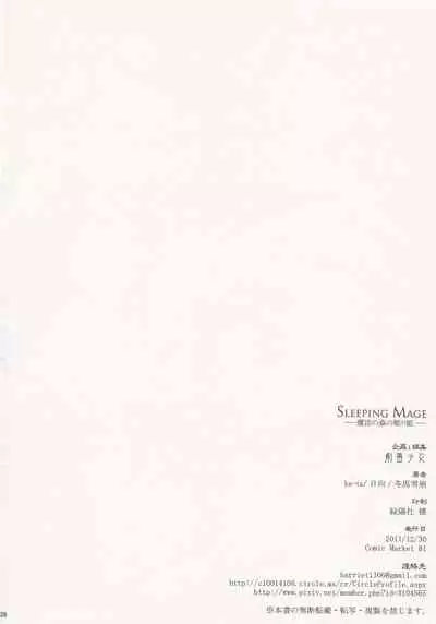 (C81) [Gekidoku Shoujo (ke-ta, Hyuuga, Touma Nadare)] SLEEPING MAGE -Mahou no Mori no Nemurihime- Gekidoku Shoujo Publication Number VII (Touhou Project)